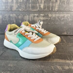 Circus Sam Edelman Retro Runner Sneakers Colorblock Cream Orange Womens 9.5